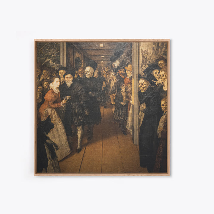 The Infinite Hallway, Danse Macabre Art, Square Wall Art, Dark Halloween Decor, Framed Canvas Print, Halloween Wall Art