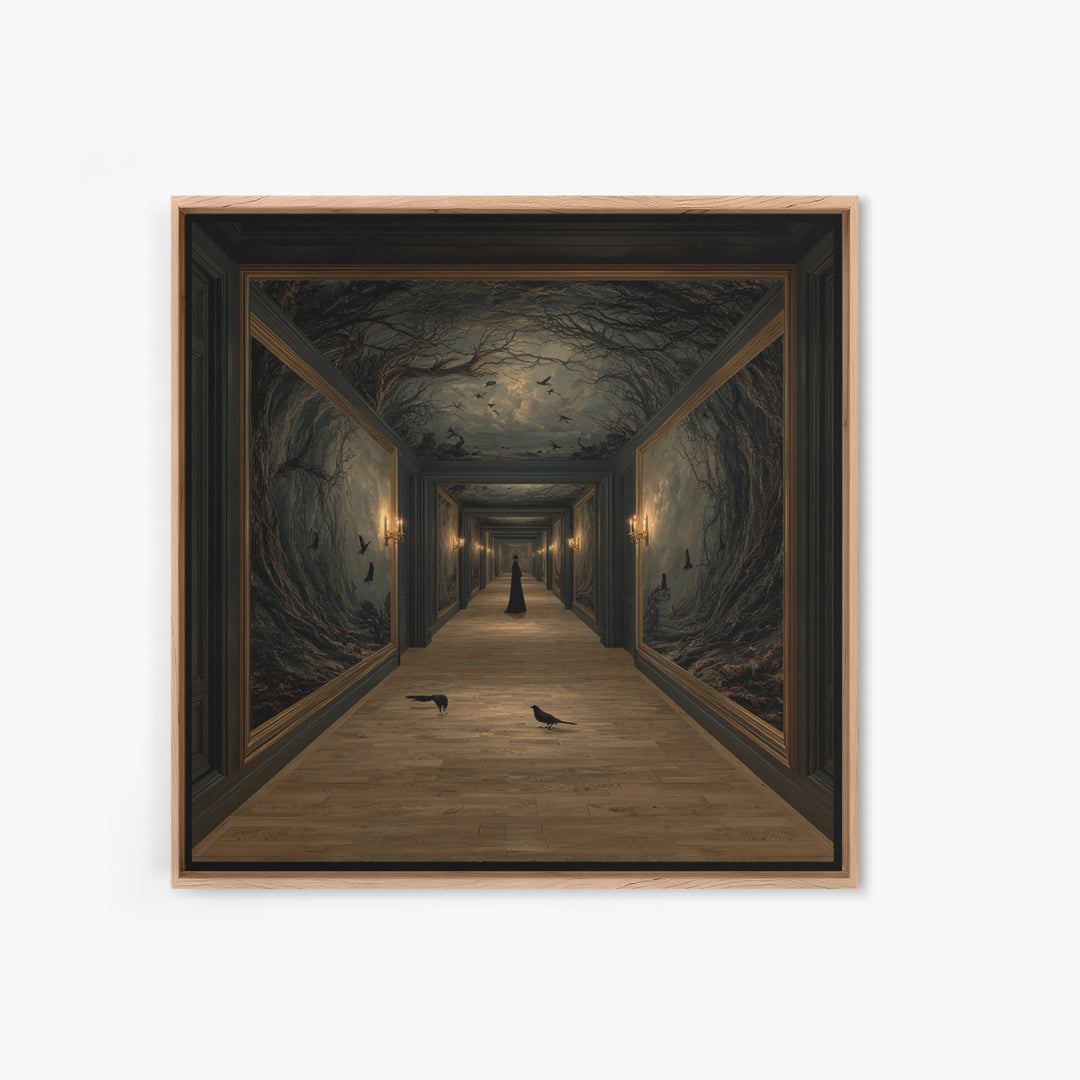 The Infinite Hallway, Baroque Witchcraft Art, Square Wall Art, Macabre Wall Art, Canvas Print, Halloween Wall Art, Horror Wall Art