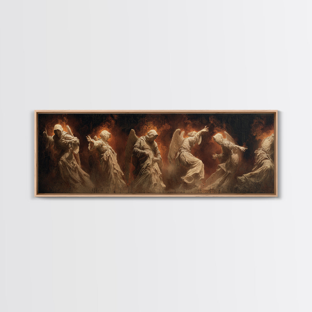 The Infinite Hallway, Visionary Gothic Art, Extra Wide Wall Art, Dark Fantasy Wall Art, Framed Canvas Print, Halloween Wall Art