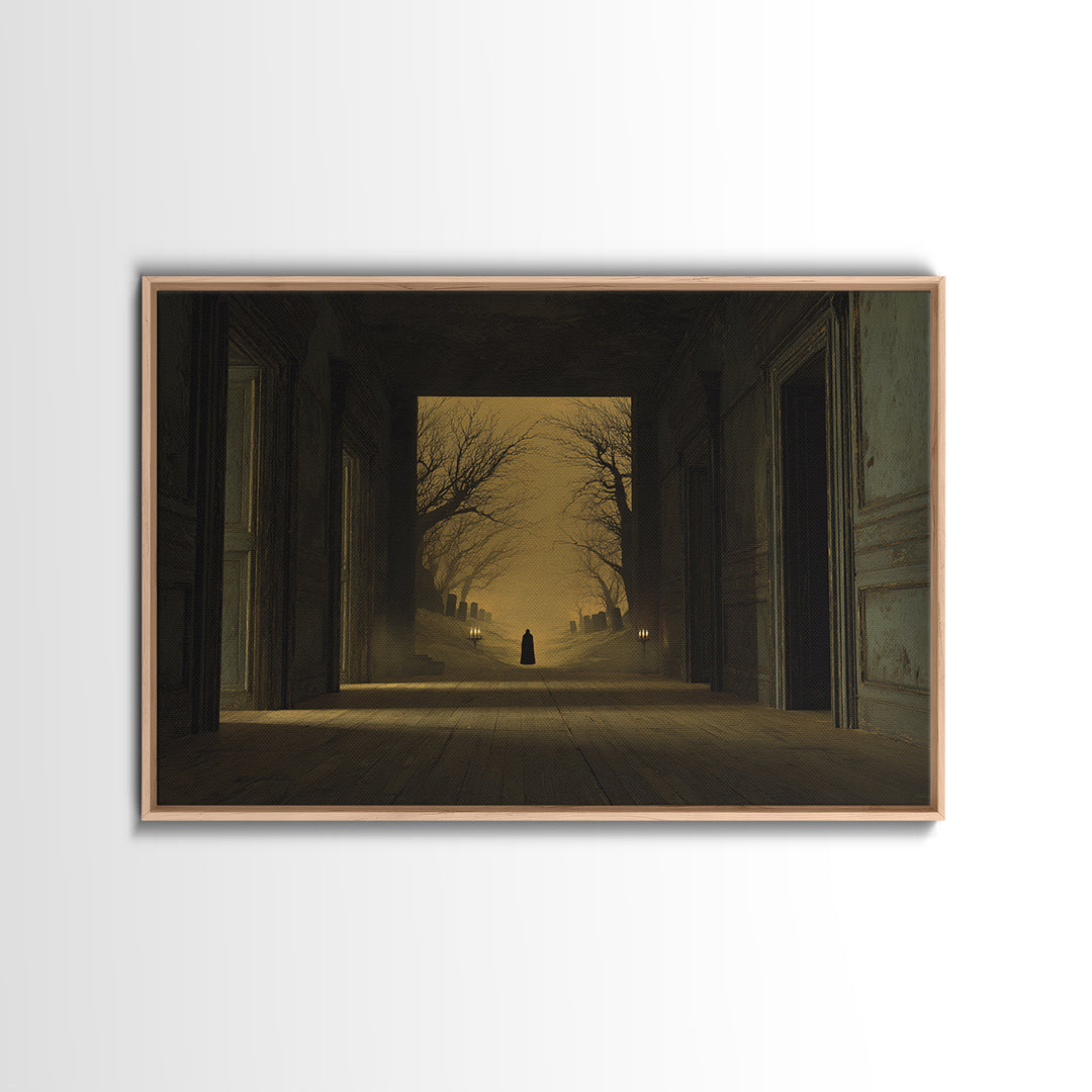 The Infinite Hallway, Romantic Gothic Landscape, Landscape Wall Art, Dark Halloween Decor, Canvas Print, Halloween Wall Art