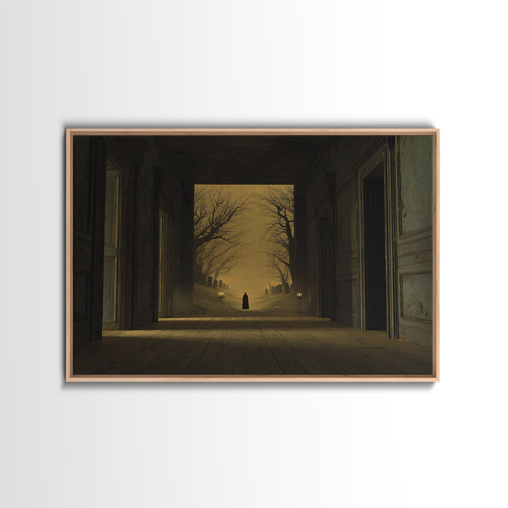 The Infinite Hallway, Romantic Gothic Landscape, Landscape Wall Art, Dark Halloween Decor, Canvas Print, Halloween Wall Art