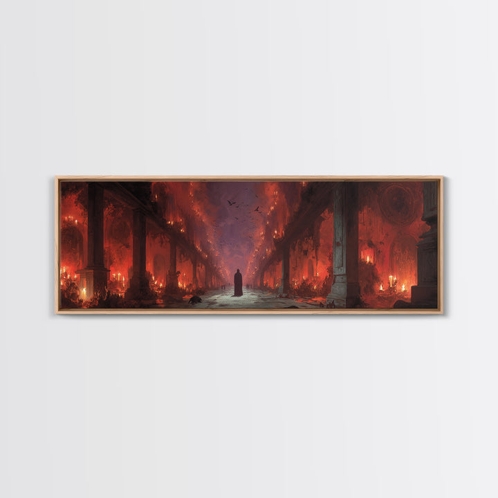 The Infinite Hallway, Apocalyptic Romantic Art, Extra Wide Wall Art, Macabre Wall Art, Framed Canvas Print, Halloween Wall Art