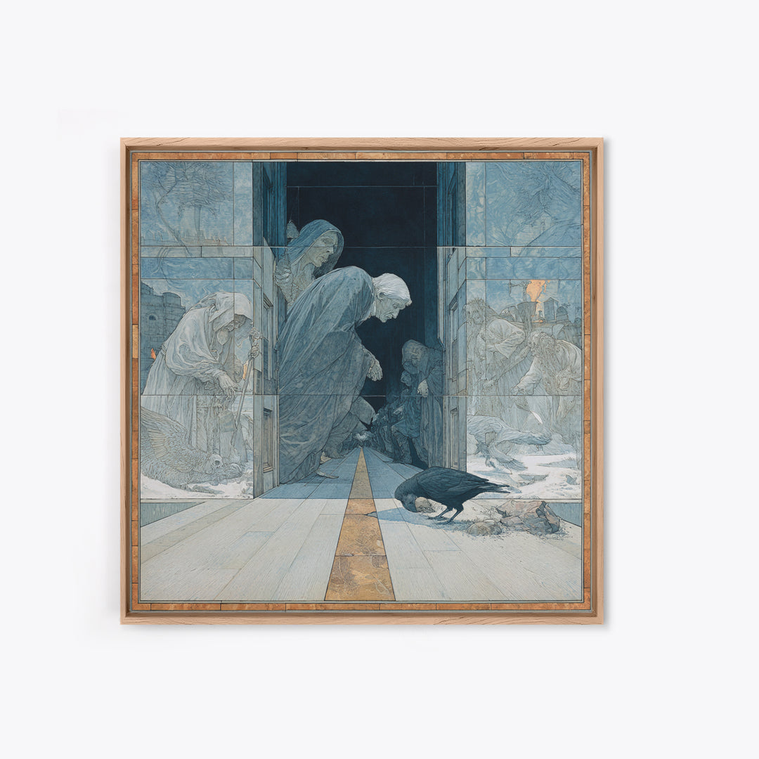 The Infinite Hallway, Symbolist Death Art, Square Wall Art, Gothic Horror Wall Art, Canvas Print, Halloween Wall Art