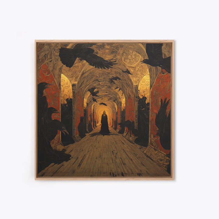 The Infinite Hallway, Dark Symbolist Art, Square Wall Art, Gothic Horror Wall Art, Canvas Print, Halloween Wall Art