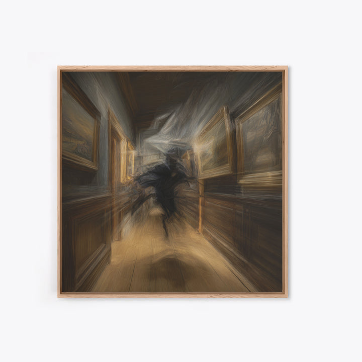 The Infinite Hallway, Expressionist Gothic Art, Square Wall Art, Macabre Wall Art, Framed Canvas Print, Halloween Wall Art