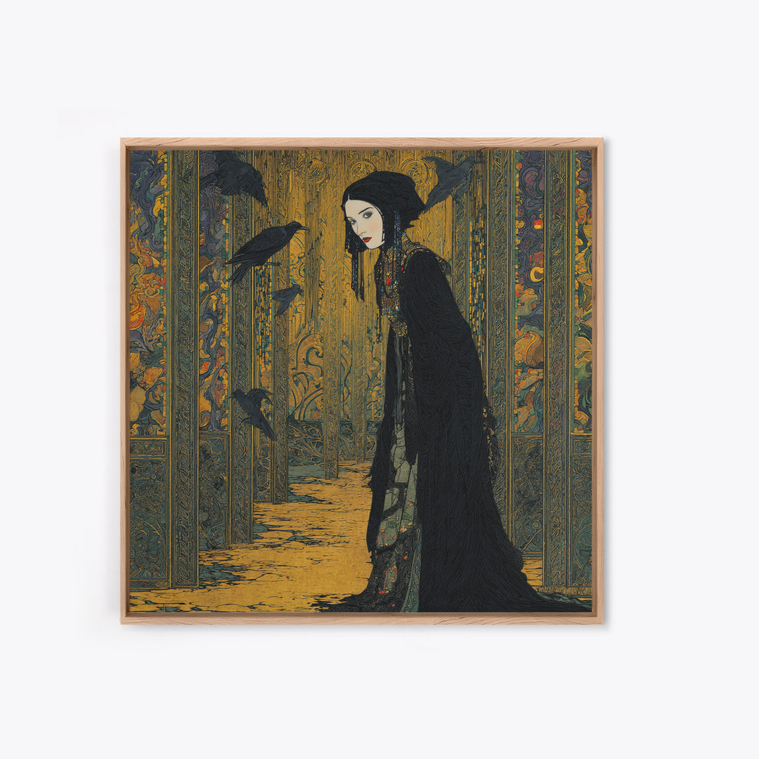 The Infinite Hallway, Stained Glass Gothic Art, Square Wall Art, Macabre Wall Art, Canvas Print, Halloween Wall Art, Collectible Wall Decor