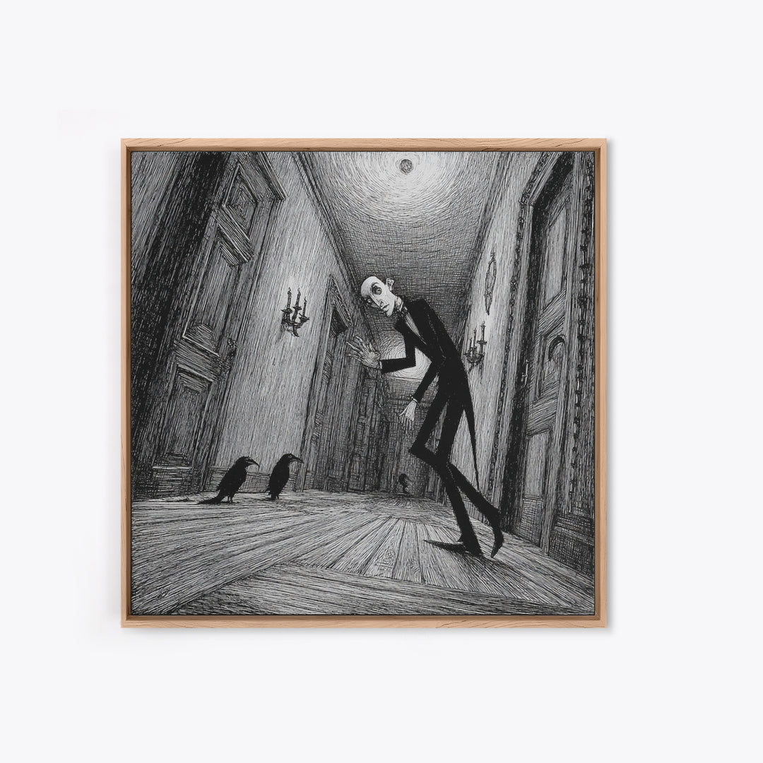 The Infinite Hallway, Victorian Macabre Art, Square Wall Art, Dark Halloween Decor, Canvas Print, Halloween Wall Art