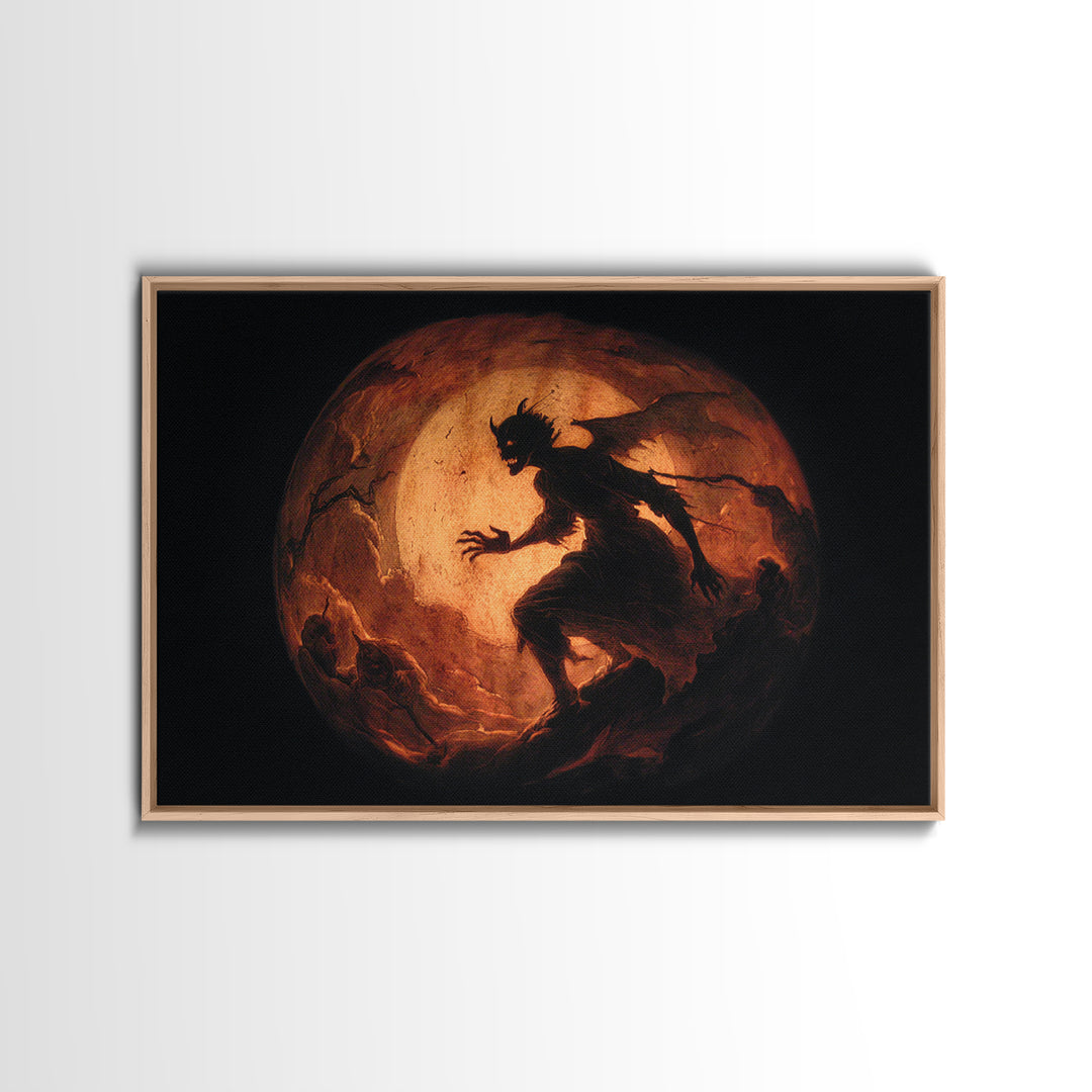 The Moon Inside A Pumpkin, Gothic Nightmare Art, Landscape Wall Art, Dark Halloween Decor, Canvas Print, Halloween Wall Art