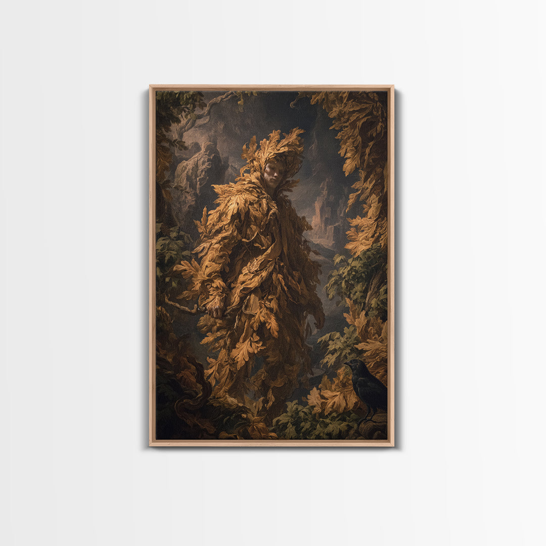 The Autumn-Leaf Ghost, Baroque Witchcraft Art, Vertical Wall Art, Gothic Horror Wall Art, Canvas Print, Halloween Wall Art