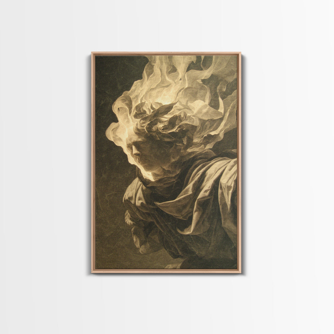 The Autumn-Leaf Ghost, Gothic Nightmare Art, Vertical Wall Art, Gothic Horror Wall Art, Framed Canvas Print, Halloween Wall Art
