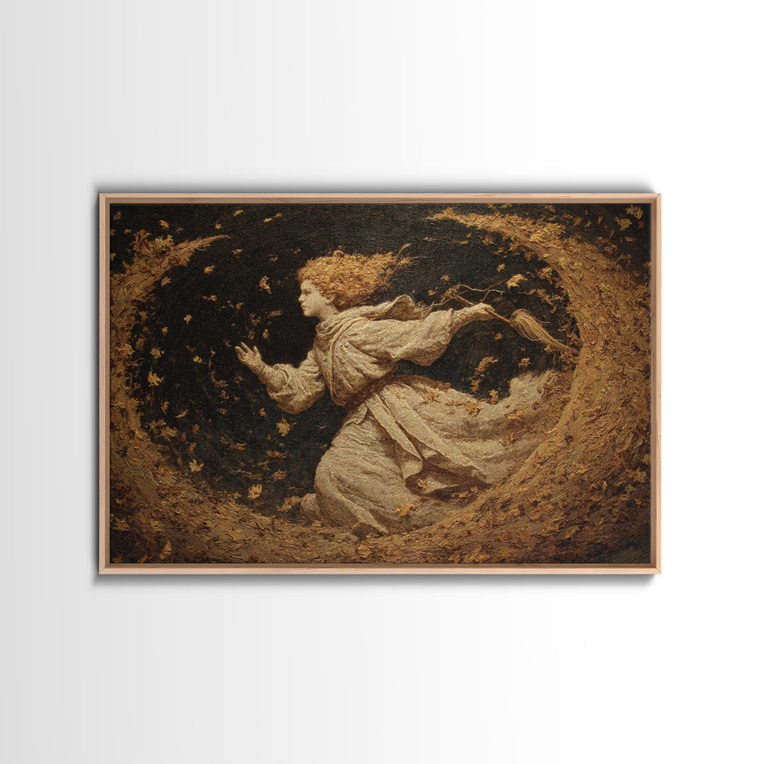The Autumn-Leaf Ghost, Symbolist Gothic Landscape, Landscape Wall Art, Dark Fantasy Wall Art, Canvas Print, Halloween Wall Art