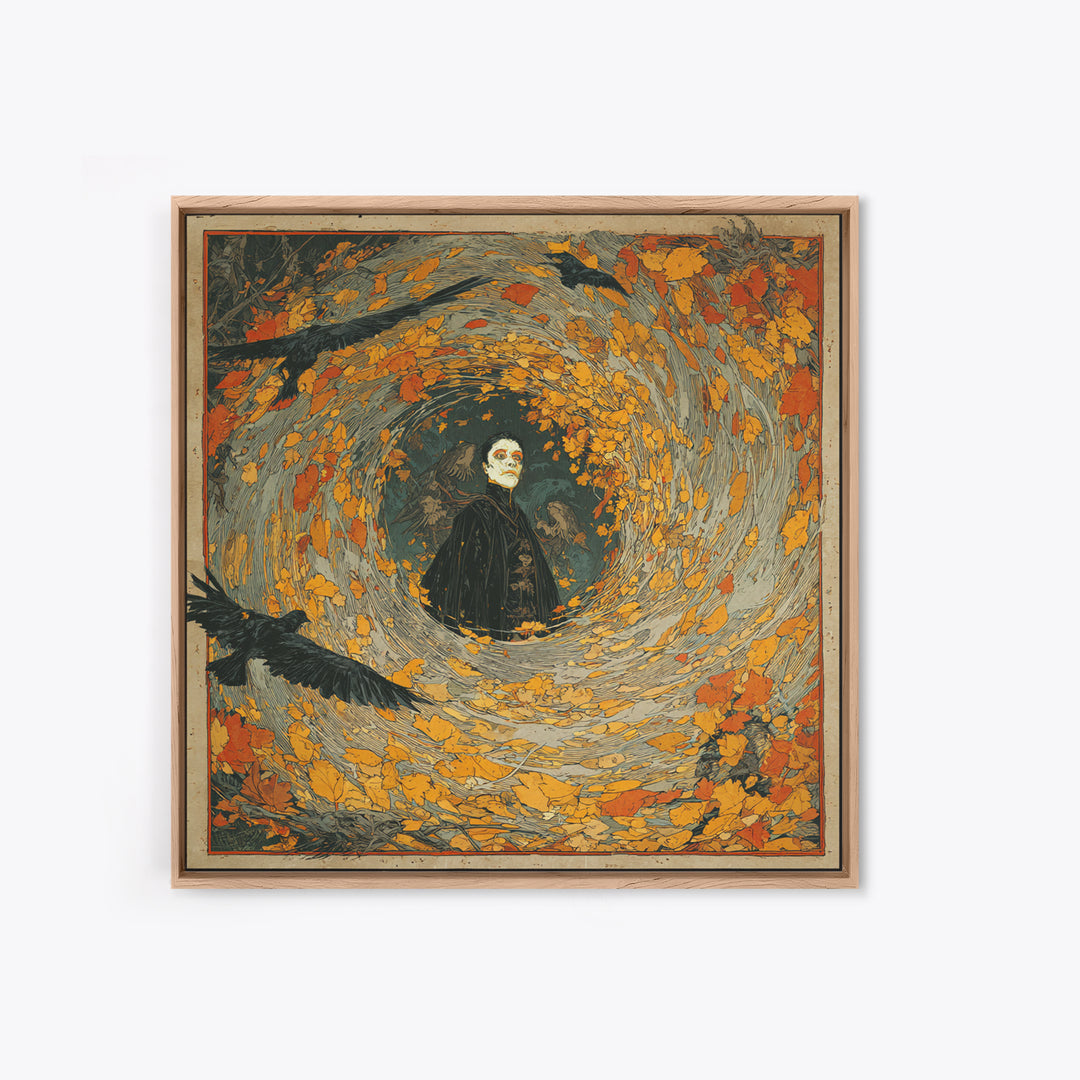 The Autumn-Leaf Ghost, Decadent Gothic Art, Square Wall Art, Macabre Wall Art, Canvas Print, Halloween Wall Art, Spooky Wall Decor