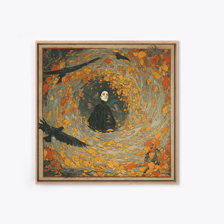 The Autumn-Leaf Ghost, Decadent Gothic Art, Square Wall Art, Macabre Wall Art, Canvas Print, Halloween Wall Art, Spooky Wall Decor