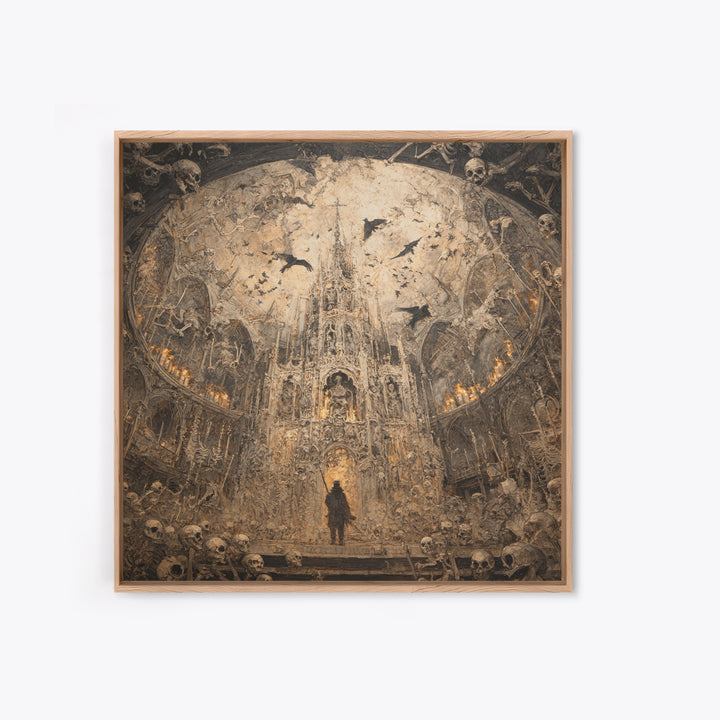 The Cathedral Of Bones, Grotesque Carnival Art, Square Wall Art, Dark Halloween Decor, Framed Canvas Print, Halloween Wall Art