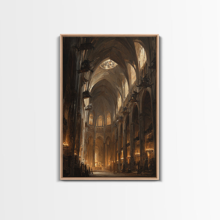 The Cathedral Of Bones, Expressionist Gothic Art, Vertical Wall Art, Dark Halloween Decor, Canvas Print, Halloween Wall Art