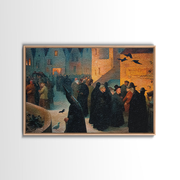The Town Where Shadows Live, Medieval Grotesque Art, Landscape Wall Art, Gothic Horror Wall Art, Framed Canvas Print