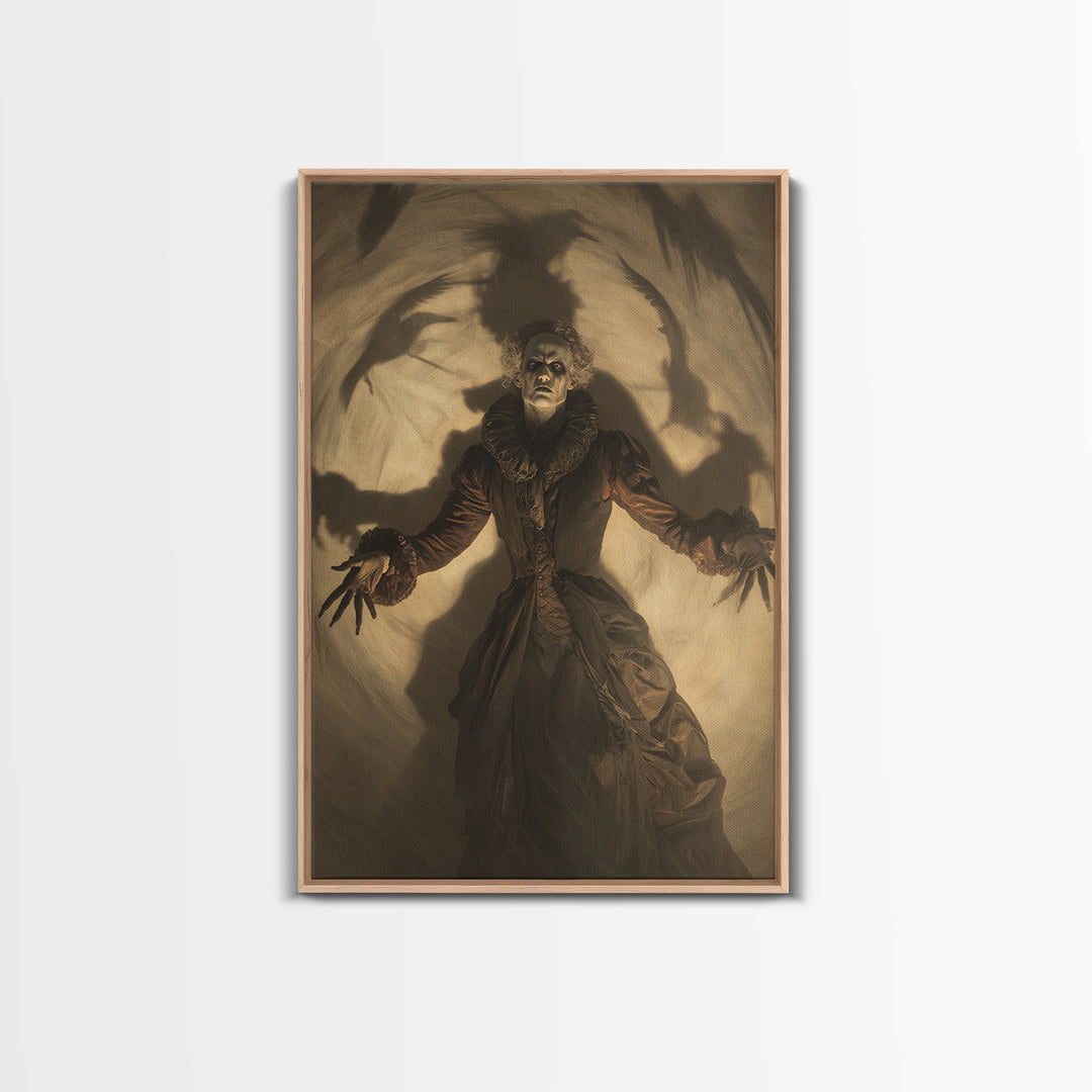 The Town Where Shadows Live, Gothic Nightmare Art, Vertical Wall Art, Dark Halloween Decor, Framed Canvas Print, Halloween Wall Art