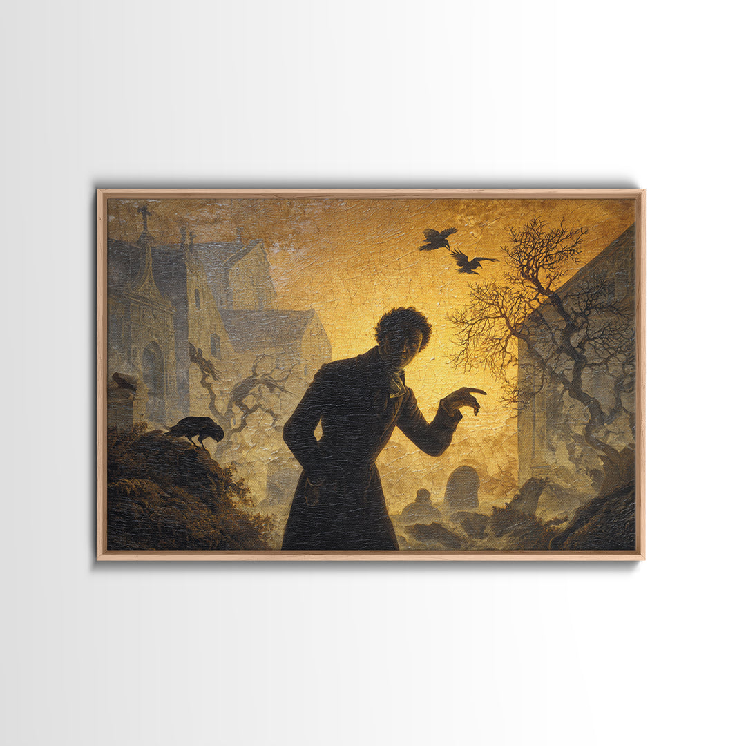 The Town Where Shadows Live, Romantic Gothic Landscape, Landscape Wall Art, Gothic Horror Wall Art, Framed Canvas Print