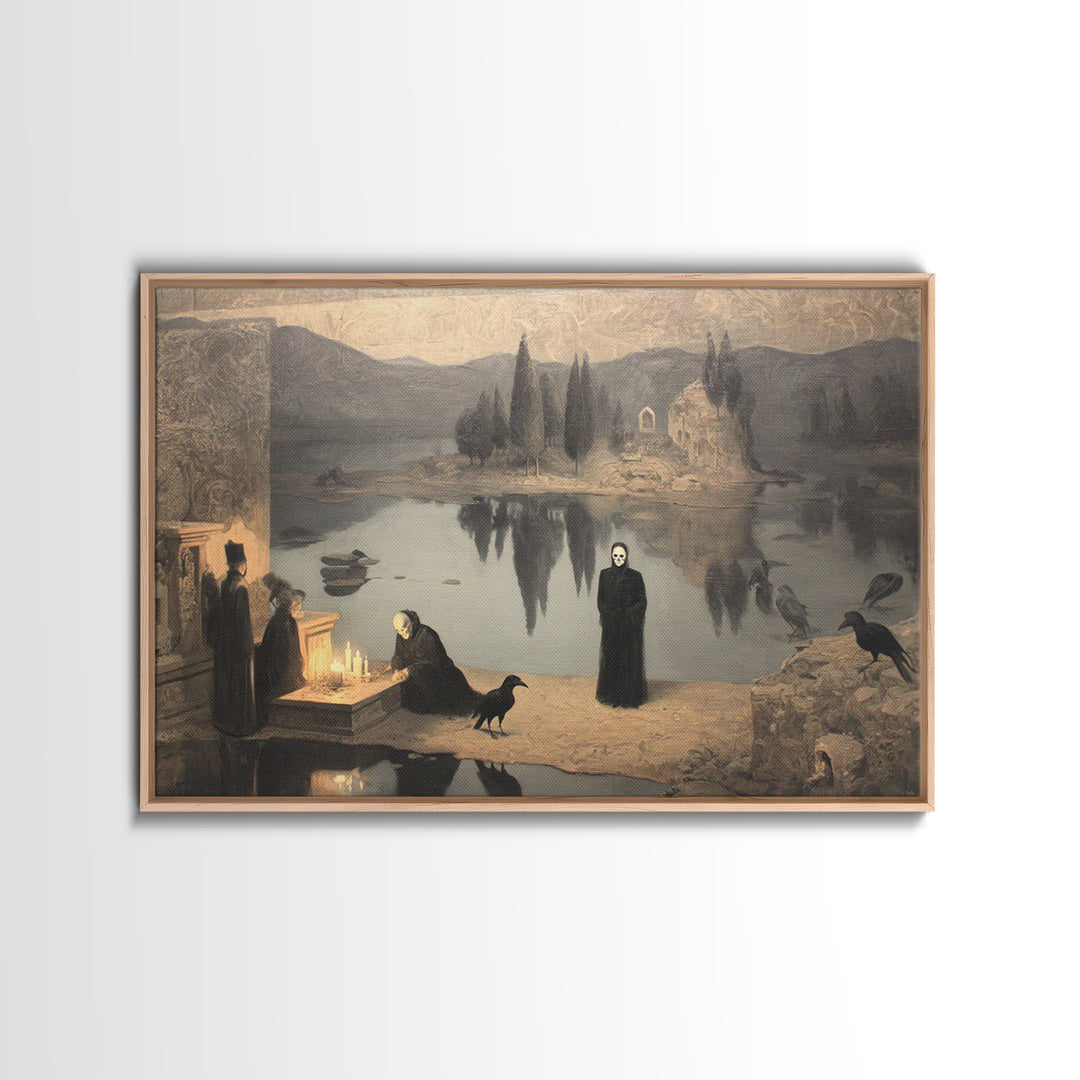The Town Where Shadows Live, Symbolist Gothic Landscape, Landscape Wall Art, Dark Fantasy Wall Art, Canvas Print, Halloween Wall Art