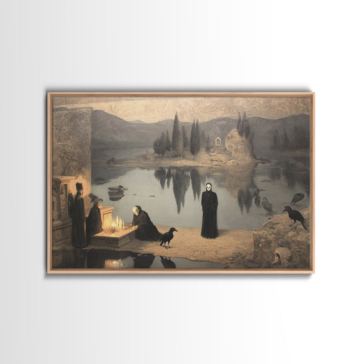 The Town Where Shadows Live, Symbolist Gothic Landscape, Landscape Wall Art, Dark Fantasy Wall Art, Canvas Print, Halloween Wall Art