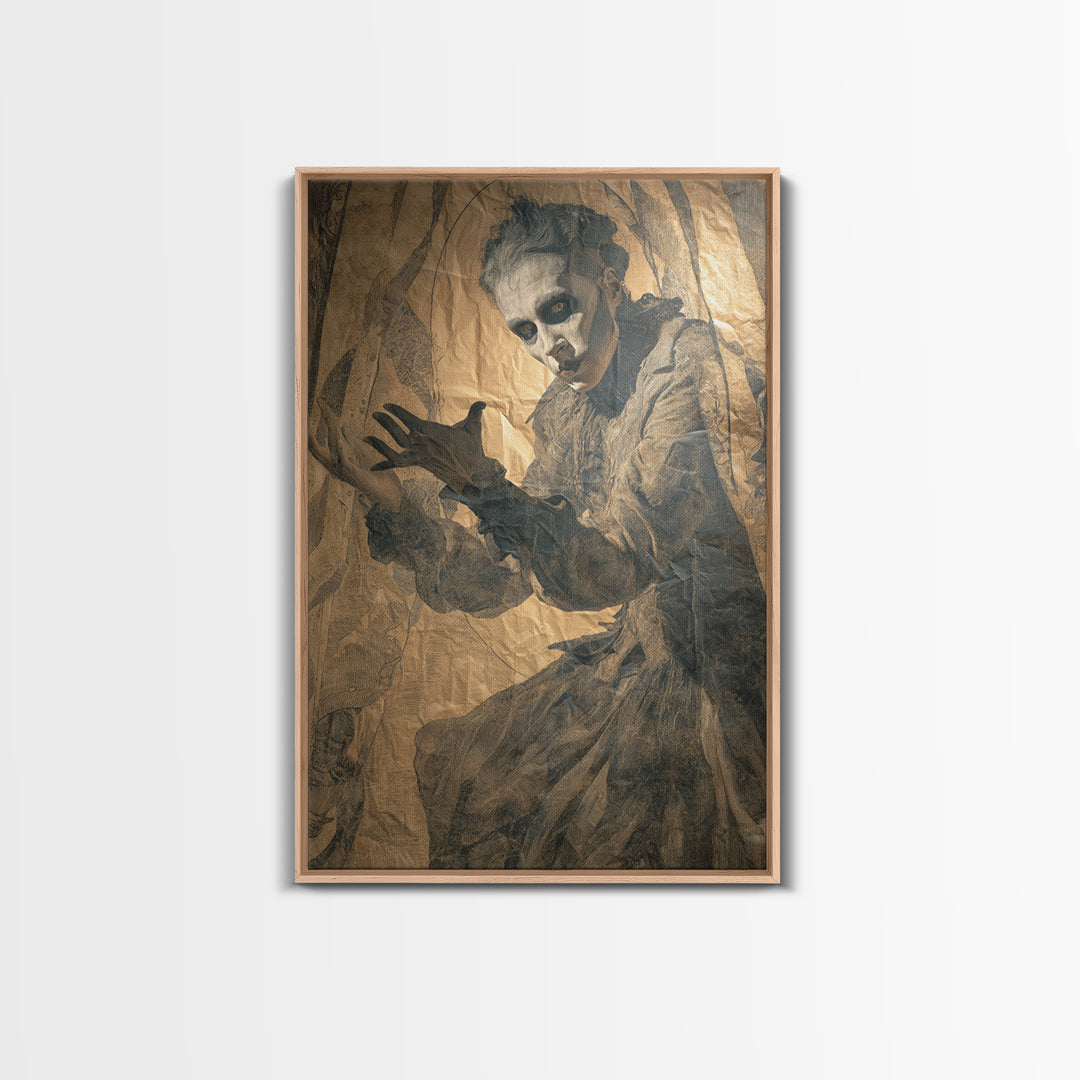 The Town Where Shadows Live, Decadent Gothic Art, Vertical Wall Art, Gothic Horror Wall Art, Framed Canvas Print, Halloween Wall Art