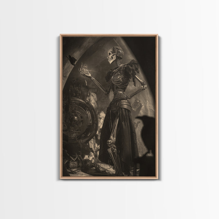 The Town Where Shadows Live, Biomechanical Horror Art, Vertical Wall Art, Gothic Horror Wall Art, Framed Canvas Print, Halloween Wall Art