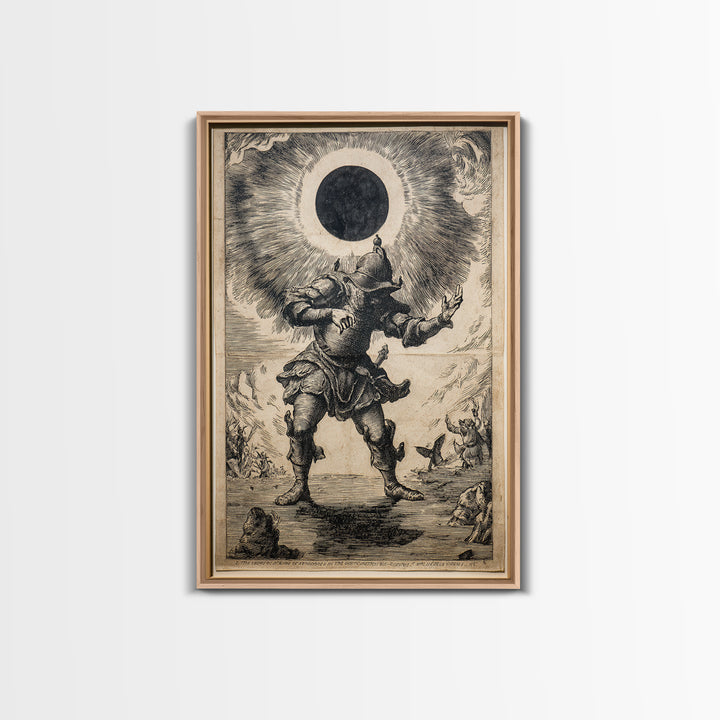 The Eclipse Summoning, Renaissance Engraving Art, Vertical Wall Art, Gothic Horror Wall Art, Canvas Print, Halloween Wall Art