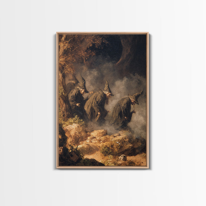 The Eclipse Summoning, Baroque Witchcraft Art, Vertical Wall Art, Dark Fantasy Wall Art, Framed Canvas Print, Halloween Wall Art