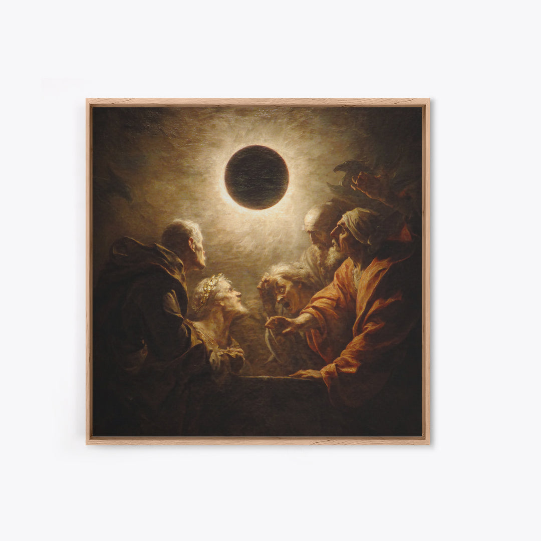 The Eclipse Summoning, Gothic Nightmare Art, Square Wall Art, Dark Halloween Decor, Framed Canvas Print, Halloween Wall Art