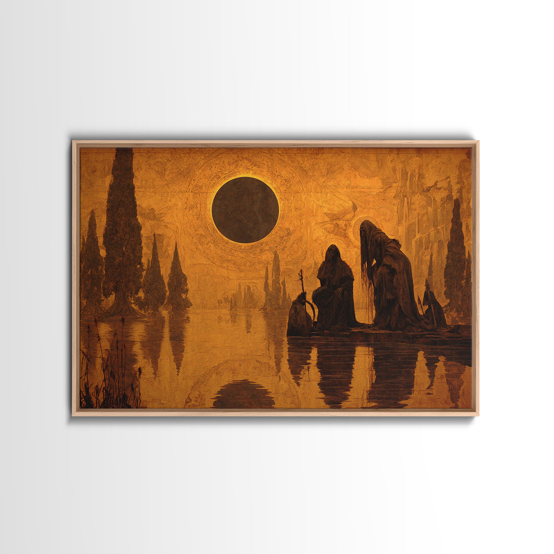 The Eclipse Summoning, Symbolist Gothic Landscape, Landscape Wall Art, Gothic Horror Wall Art, Canvas Print, Halloween Wall Art