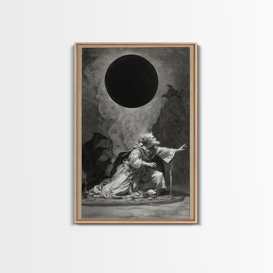 The Eclipse Summoning, Decadent Gothic Art, Vertical Wall Art, Dark Halloween Decor, Canvas Print, Halloween Wall Art