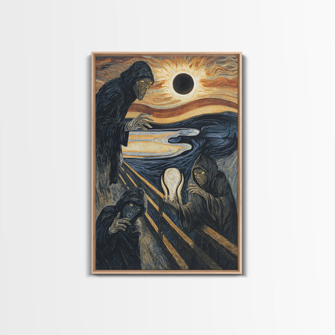 The Eclipse Summoning, Expressionist Gothic Art, Vertical Wall Art, Gothic Horror Wall Art, Framed Canvas Print, Halloween Wall Art