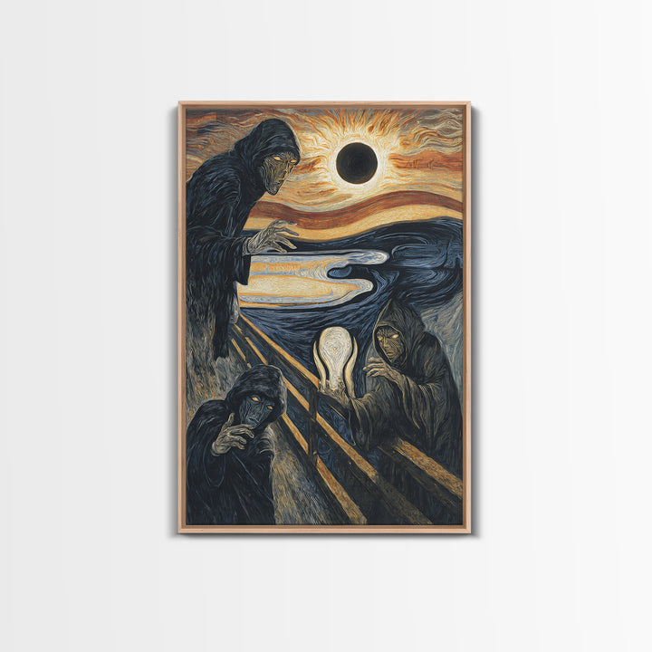 The Eclipse Summoning, Expressionist Gothic Art, Vertical Wall Art, Gothic Horror Wall Art, Framed Canvas Print, Halloween Wall Art