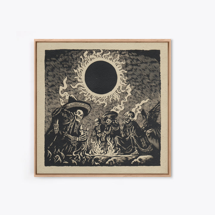 The Eclipse Summoning, Macabre Folk Print Art, Square Wall Art, Dark Fantasy Wall Art, Framed Canvas Print, Halloween Wall Art