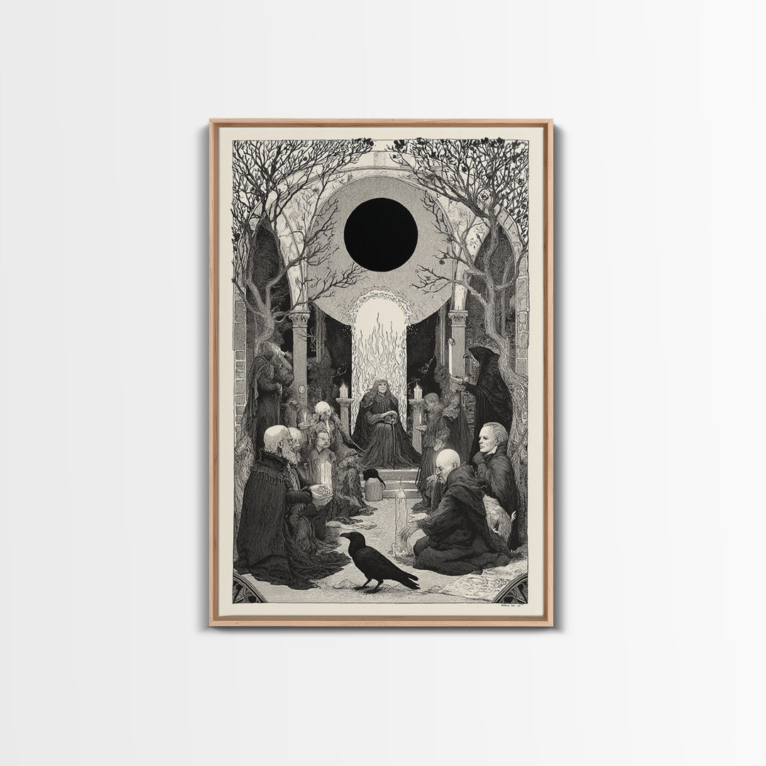 The Eclipse Summoning, Victorian Macabre Art, Vertical Wall Art, Gothic Horror Wall Art, Canvas Print, Halloween Wall Art