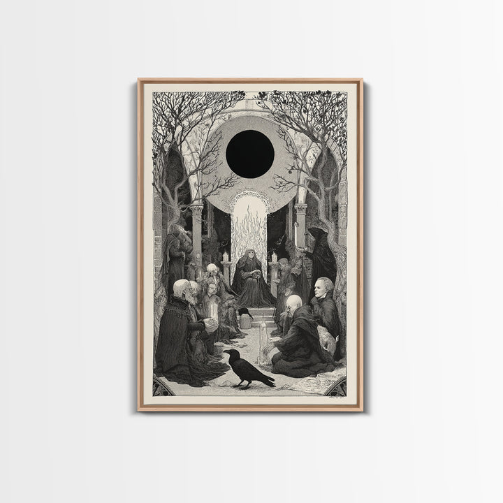 The Eclipse Summoning, Victorian Macabre Art, Vertical Wall Art, Gothic Horror Wall Art, Canvas Print, Halloween Wall Art