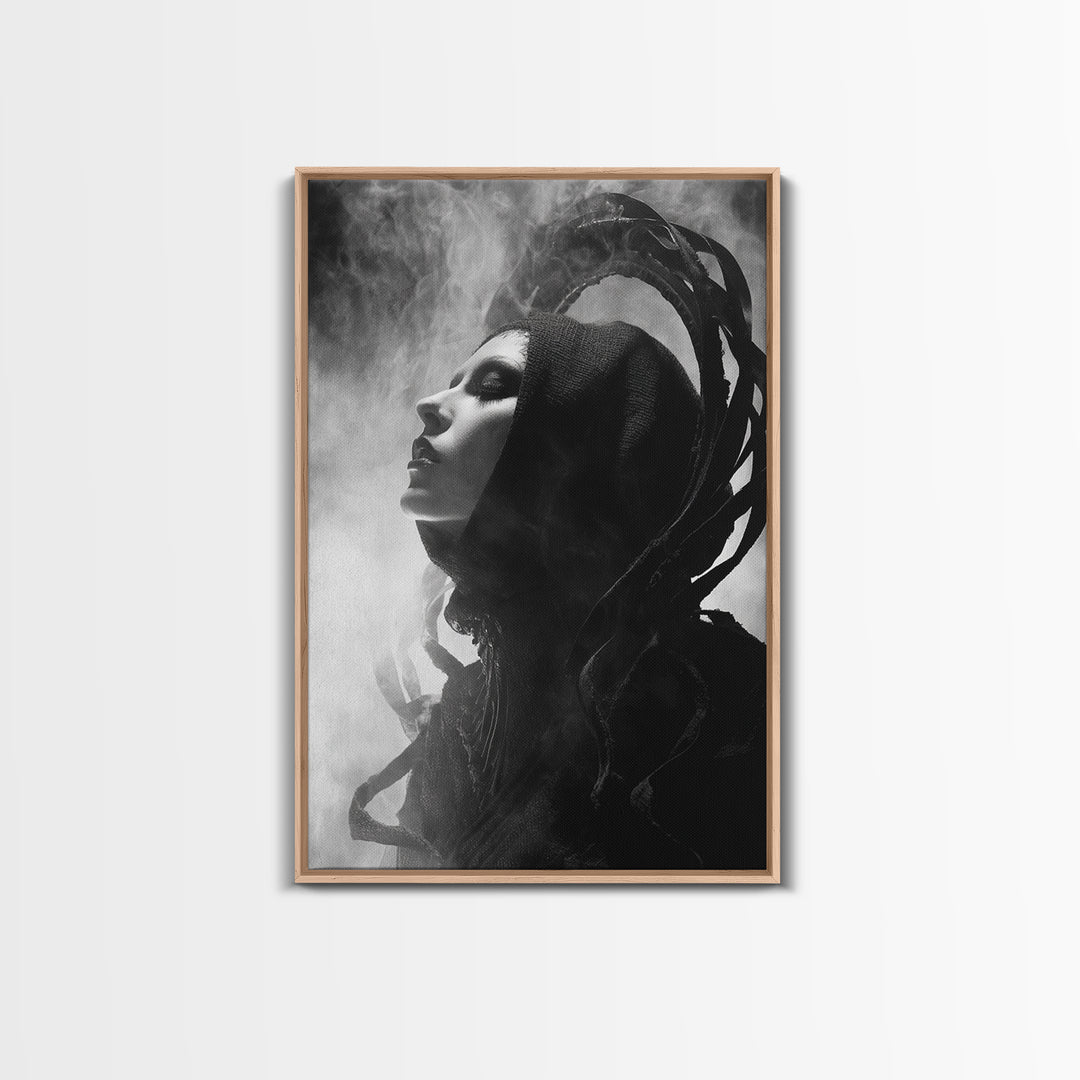 The Eclipse Summoning, Biomechanical Horror Art, Vertical Wall Art, Gothic Horror Wall Art, Canvas Print, Halloween Wall Art