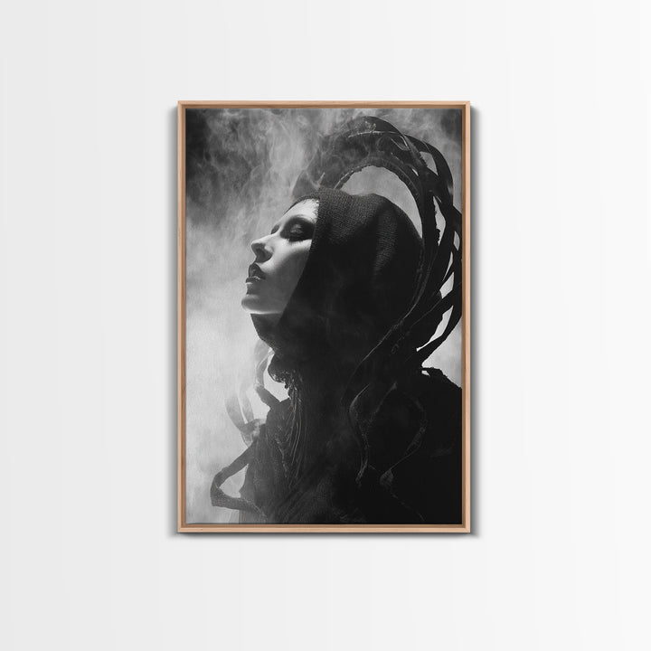 The Eclipse Summoning, Biomechanical Horror Art, Vertical Wall Art, Gothic Horror Wall Art, Canvas Print, Halloween Wall Art