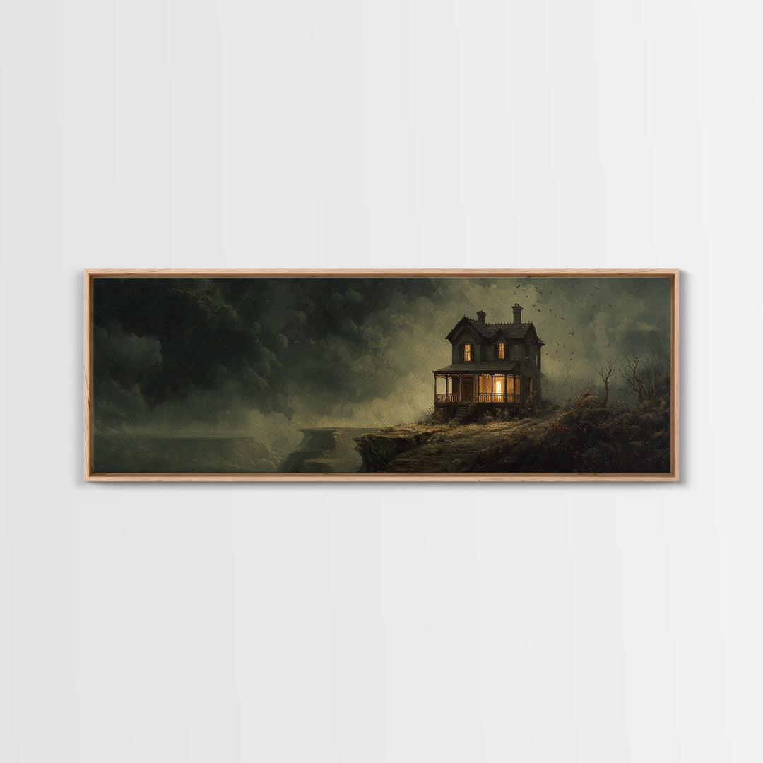 The Last House At The World'S Edge, Medieval Grotesque Art, Extra Wide Wall Art, Macabre Wall Art, Framed Canvas Print