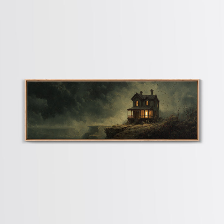 The Last House At The World'S Edge, Medieval Grotesque Art, Extra Wide Wall Art, Macabre Wall Art, Framed Canvas Print