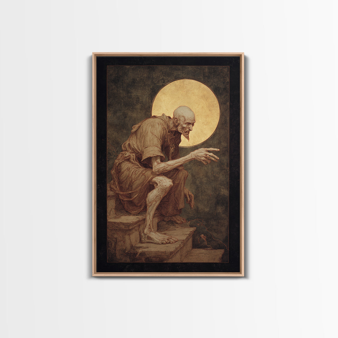 The Last House At The World'S Edge, Dark Renaissance Art, Vertical Wall Art, Dark Halloween Decor, Framed Canvas Print