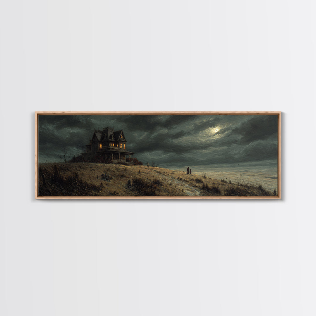 The Last House At The World'S Edge, Danse Macabre Art, Extra Wide Wall Art, Dark Halloween Decor, Canvas Print