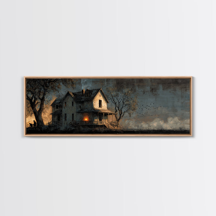 The Last House At The World'S Edge, Dark Romantic Horror Art, Extra Wide Wall Art, Dark Fantasy Wall Art, Framed Canvas Print