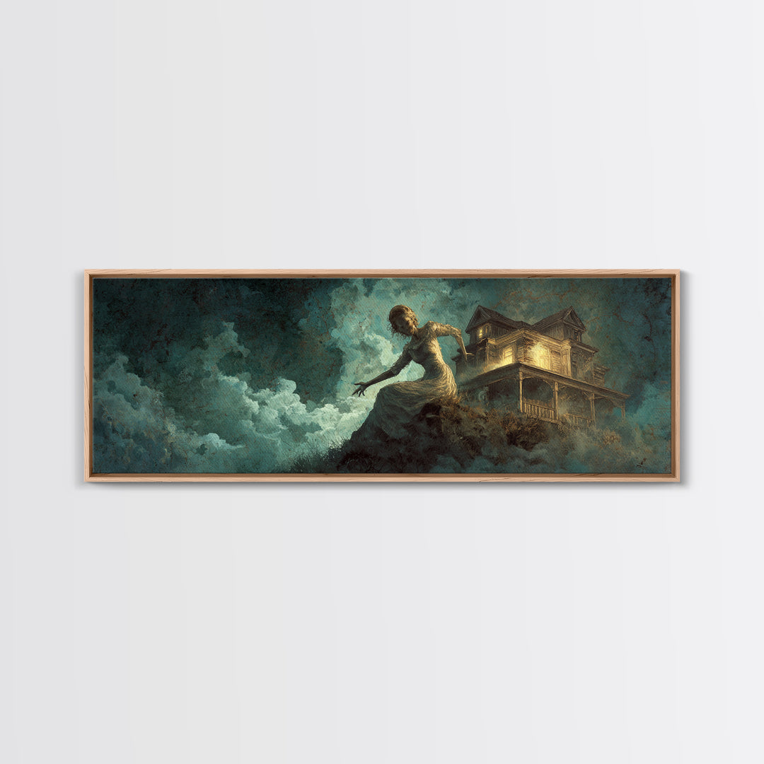 The Last House At The World'S Edge, Visionary Gothic Art, Extra Wide Wall Art, Macabre Wall Art, Canvas Print, Halloween Wall Art
