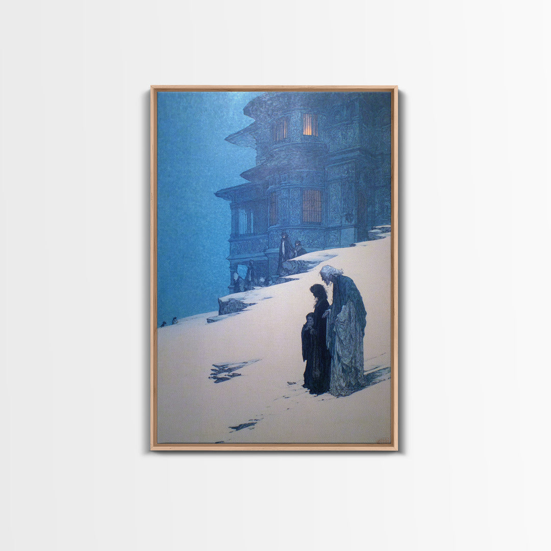 The Last House At The World'S Edge, Symbolist Death Art, Vertical Wall Art, Gothic Horror Wall Art, Framed Canvas Print