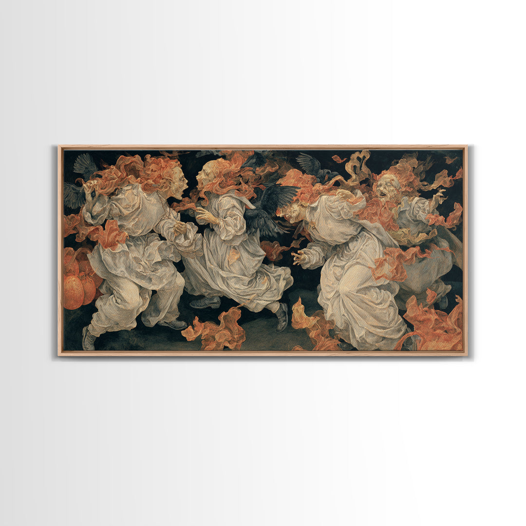 Halloween On Another Planet, Dark Renaissance Art, Wide Panoramic Art, Dark Halloween Decor, Canvas Print, Halloween Wall Art