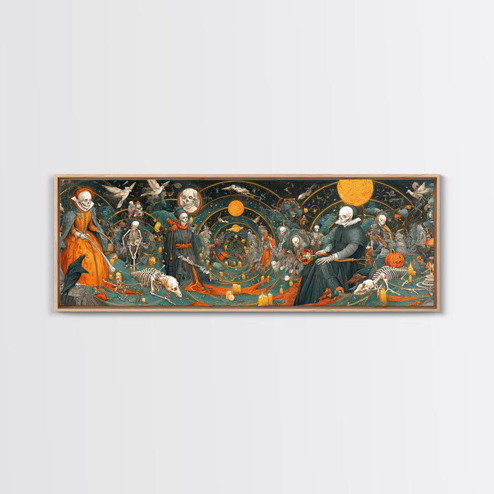 Halloween On Another Planet, Danse Macabre Art, Extra Wide Wall Art, Gothic Horror Wall Art, Framed Canvas Print