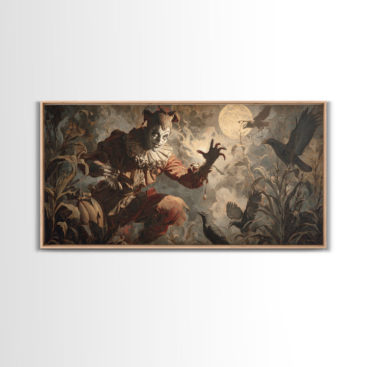 Halloween On Another Planet, Gothic Nightmare Art, Wide Panoramic Art, Macabre Wall Art, Framed Canvas Print, Halloween Wall Art