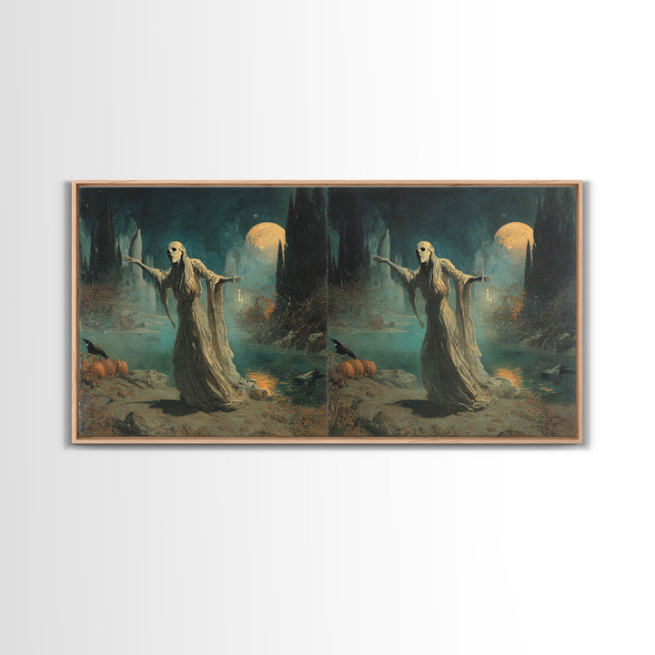 Halloween On Another Planet, Symbolist Gothic Landscape, Wide Panoramic Art, Dark Fantasy Wall Art, Canvas Print, Halloween Wall Art