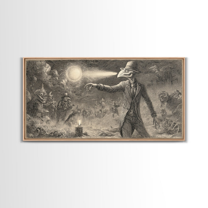 Halloween On Another Planet, Expressionist Nightmare Art, Wide Panoramic Art, Gothic Horror Wall Art, Canvas Print, Halloween Wall Art
